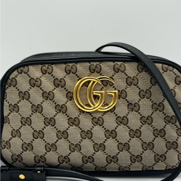 Gucci Monogram Matelasse Diagonal Small GG Marmont Chain Shoulder Bag Beige - Picture 2 of 16